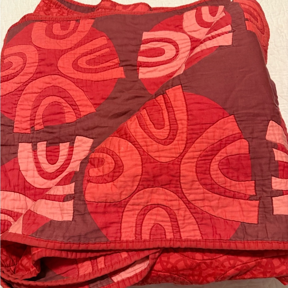 Elegant Red Quilted Blanket